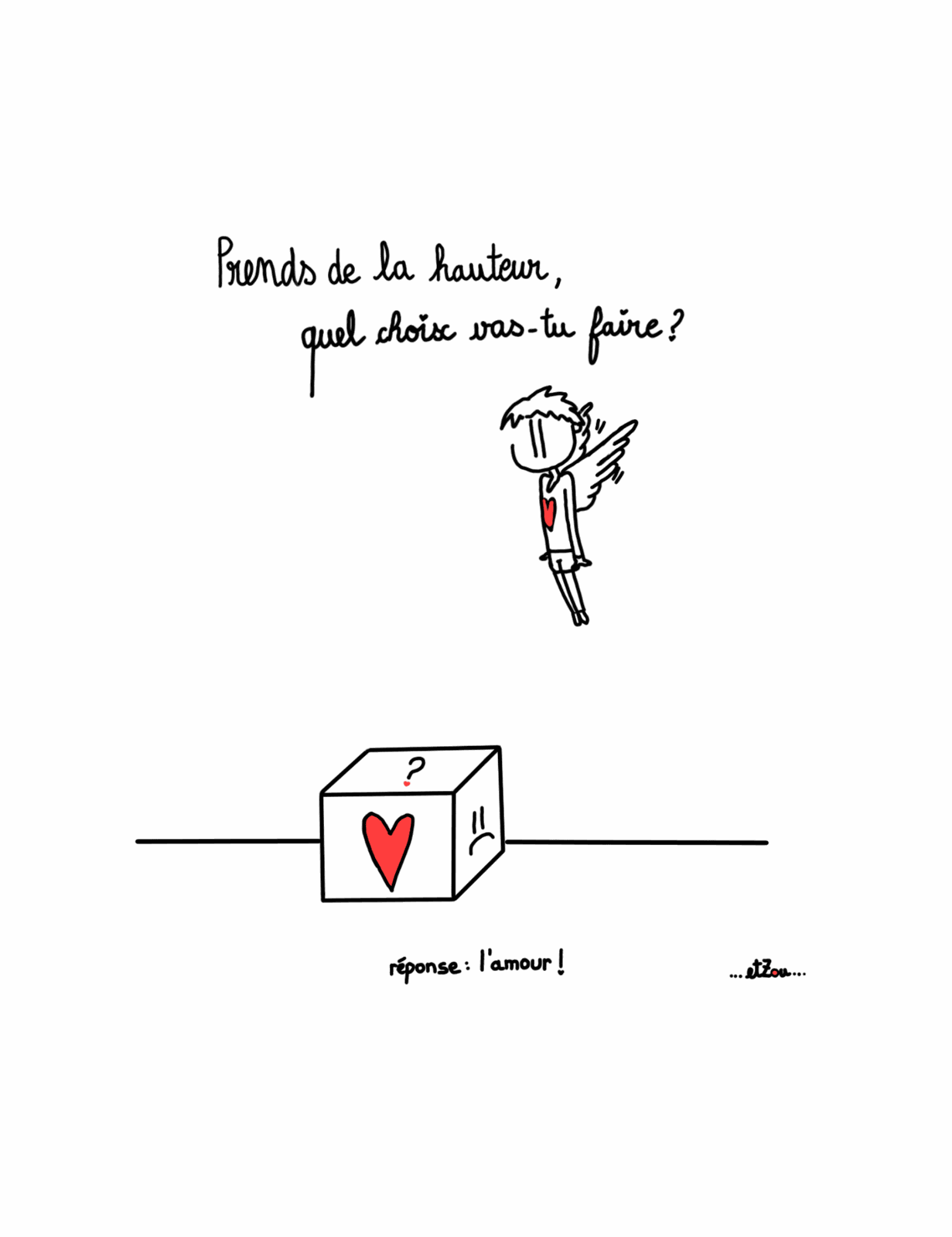 Carte postale illustrée « Prends de la hauteur, quel choix vas-tu faire ? »