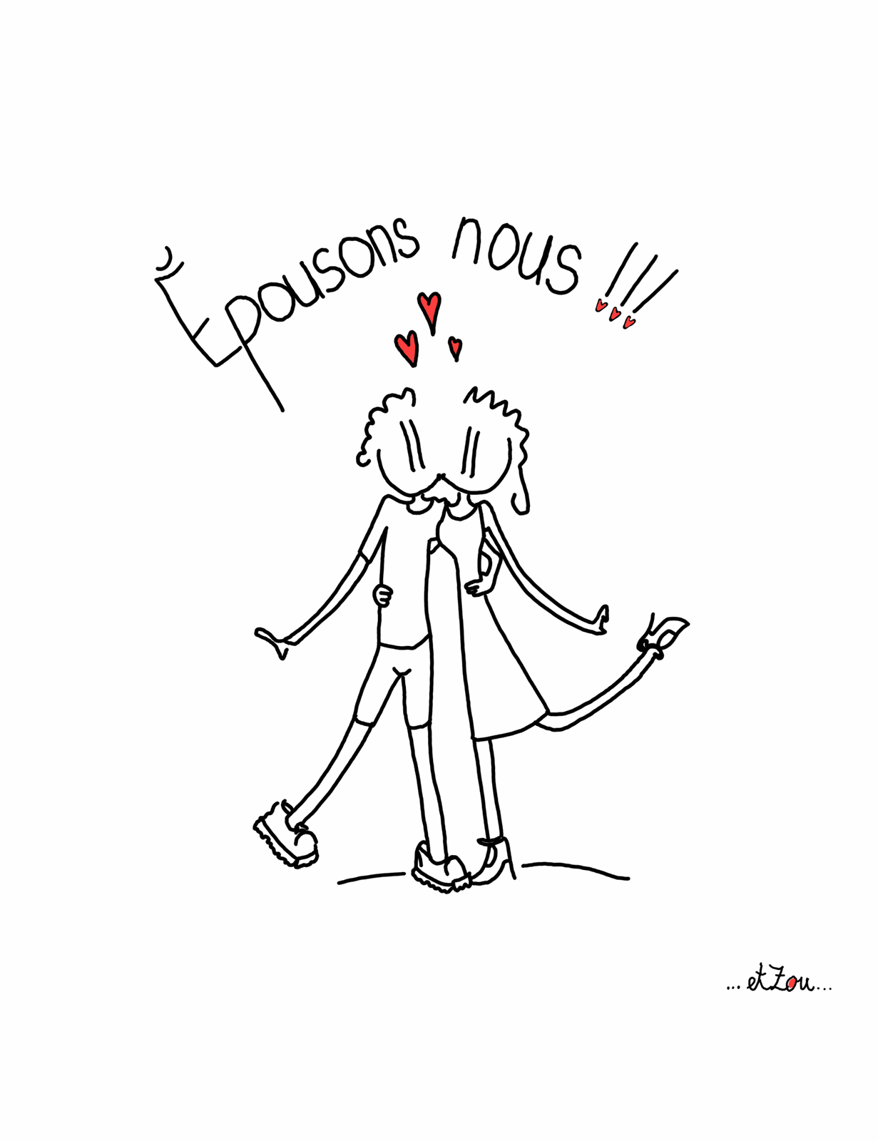 « Épousons-nous ! » — couple qui s'embrasse, demande en mariage